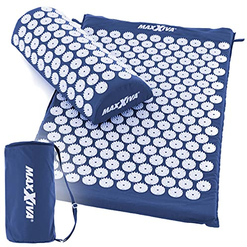 MAXXIVA® Akupressur Matte 75 x 42 cm mit Kissen mit Tragetasche Yantramatte Fakirmatte Durchblutung Massage