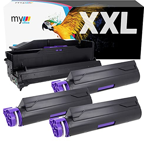 MYOFFICE 44574702 44574302 Tonerkartusche und Trommel für Oki B411d B411dn B431d B431dn MB461 MB461dn MB471dnW MB471w MB491 MB491dn Kompatibel Schwarz Drucker 3000 Seiten Toner 25000 Seiten Tromme