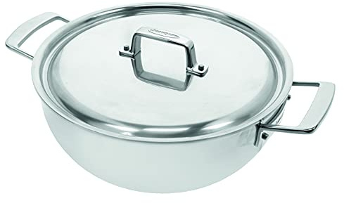 Demeyere Essential 5 Hochwertiger Braeter fuer Induktion und Backofen, Stielkasserolle mit Deckel aus pflegeleichtem 5-lagigem Edelstahl mit 30 Jahren Qualitaets-Garantie, 24 cm gross