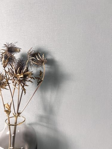 Newroom Vliestapete Grau Uni Tapete Wohnzimmer Schlafzimmer Skandinavisch | Feine Leinenstruktur, mattes Relief, kühler Blauschleier, Wandtapete für Büro und Flur, ansatzfrei verlegbar