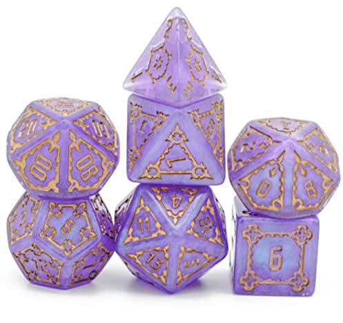 World of Dice Goliath XL - große Pen and Paper Würfel, 7-teilig, ideales Würfelset für D&D, DSA, Cthulhu, und viele weiteren RPGs (Flieder)