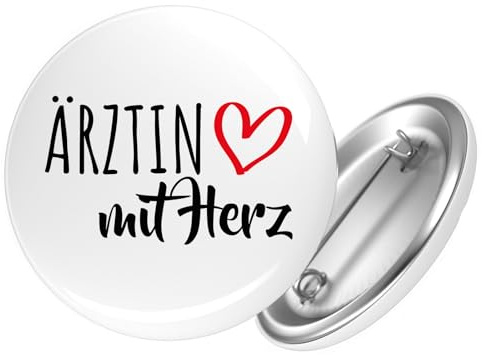 Huuraa Button Ärztin mit Herz Geschenk | 59mm Pin Accessoire rund mit Sicherheitsnadel Ansteckbutton Accessoire Anstecknadeln für Jacken Rucksäcke