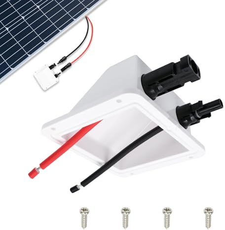 Solar Dachdurchführung, Solar Doppel Kabeldurchführung mit 0.33Ft 10AWG Kupferkabel und IP68 Solarpanel Steckverbinder, Kabeldurchführung Anschlussdose für Wohnmobile, Boote, RV und Solarplatten
