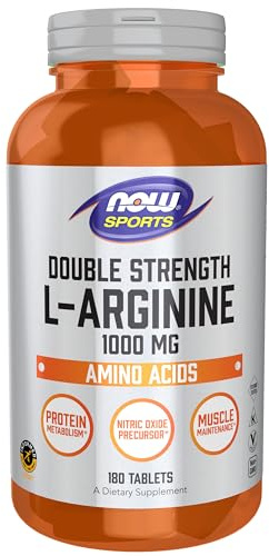 Now Foods Sports Nutrition, L-Arginine Double Strength 1000mg, Nitric Oxide Precursor, Amino Acids, 180 Tablets