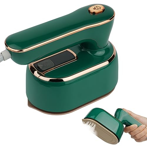 AUAUY Mini Steam Iron, 1000W Portable Handheld Travel Steam Iron, 180° Rotating Handle Converts Iron into Handheld Steamer, 20s Fast Heat Up, 2-in-1 Foldable Steamer Iron for Home and Travel(Green)