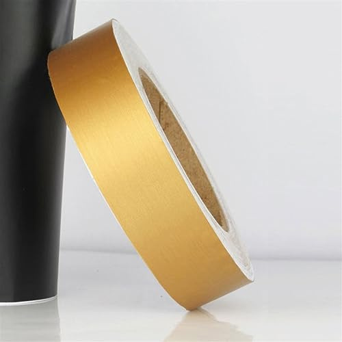 50m Selbstklebende Bordüre Tapete, PVC Wasserdichte Tapete Bordüre Dekoration, Türrahmen Wandkantenschutz Home Wanddekoration for Wohnzimmer Badezimmer Küche Fliesen (Color : Matte brushed gold, Siz