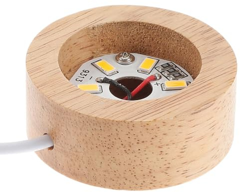 IMIKEYA Holz Led Lichtsockel 6 Cm Runder Beleuchteter Display Sockel Für Kristallglas Schneekugel Nachtlichtbasis Mit Warmweißem Licht