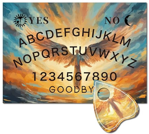 CREATCABIN Ange Fée Pendule Radiesthésie Planche Divination Planche à Esprit Bois Planche Pendule Kit Planche Parlante Message Métaphysique avec Planchette pour Fournitures D'Autel Sorcellerie 30x21cm
