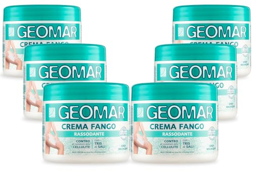 GEOMAR | Crema de Barro Reafirmante contra los Inestetismos de la Celulitis, 95% de Origen Natural con Trío de Sales (Sal Marina, de Epsom y del Mar Muerto), Sin Enjuague, Made in Italy, 6 x 450 ml