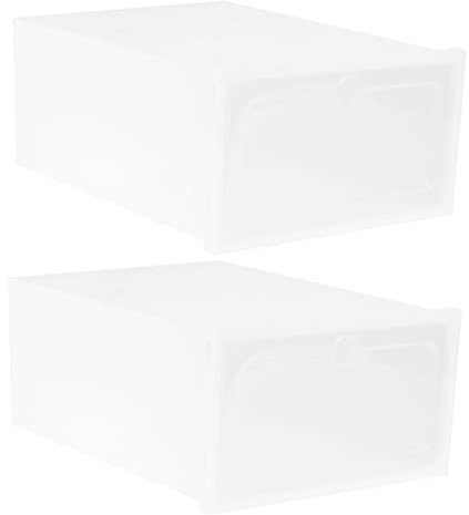 Garneck 2stücke Aufbewahrungsbox Stapelbar Weiß Schuhbox Schuhaufbewahrungsbox Schuhaufbewahrungsbehälter Schuhbehälter Stapelbare Schuhregale Faltbare Schuhbox