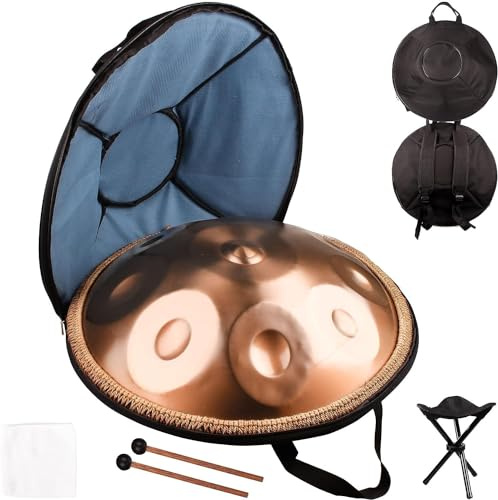 Professionelle Harmonische Handpan-Trommel In D-Moll, 10 Noten, 22 Zoll, 440 Hz, Stahltrommel Mit Weicher Hand-Pan-Tasche, Harmonische Percussion Für Klangheilung, Persönliche Meditation, Yoga