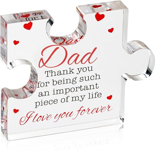 Graviertes Acryl-Block-Puzzle, Geburtstagsgeschenke für Vater, 10 x 10 cm, coole Papa-Geschenke von Tochter, Sohn, Mutter, herzerwärmendem Vater, Geburtstagsgeschenk, Ideen, Briefbeschwerer