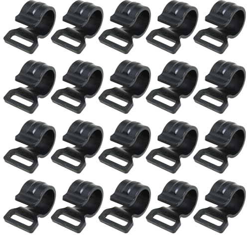 heyous 20 Stück 19,5 x 20 x 9 mm Beleuchtungshaken, Camping-Zubehör, Haken, C-Zeltstangen-Clip, schwarze Zeltstangenbefestigungsclip zur Sicherung von Outdoor-Campingzelten und Markisen