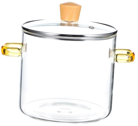 Yardwe Double Pot Glass Saucepan Handles for Stove Top Large Capacity Cooking Pot and Heat-resistant for Kitchen Use