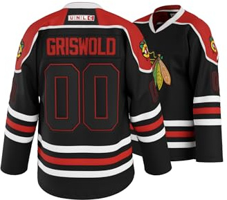 UNLC Griswold #00 Movie Hockey Trikots Genähte Buchstaben und Zahlen Schwarz, Schwarz, L