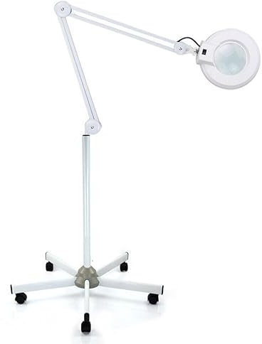 Caskunbsy LED Lupenleuchte,lupe mit licht und ständer 5-dioptrien 22W Weiß Kosmetik-Lupenleuchte Beauty Salon Lupenlampe
