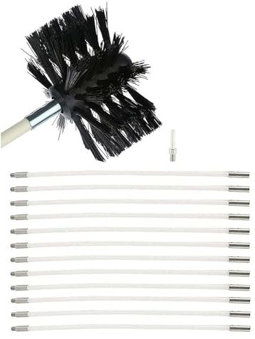 SIYAN Chimney Sweep Kit 15 Pcs 16 In Dryer Vent Cleaner Dryer With 4 In Head Bendable Quick Connect Dryer Lint Brush Vent Cleaner Dryer Washable Lint Cleaner Brushes(12 Rods,610mm)