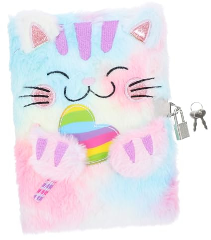 SEWACC Fluffy Notebook for Girls Notebook with Lock Mini Cute Diary Journal for Boys and Girls