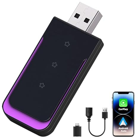 Android Auto & Carplay Wireless Adapter, 2 IN 1 Car Connect Pro Konvertieren Sie Wired Carplay in Wireless, USB C/A Wireless Carplay Adapter, Kompatibel Autos mit CarPlay & iPhone iOS 10+/Android 11+
