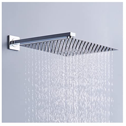 DRFGNF 40 cm x 40 cm quadratische Regendusche 16 Zoll aus Edelstahl Duschkopf Regenwassersparende Duschköpfe CP1616A