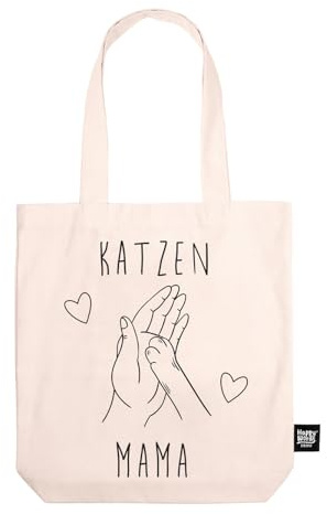 Happy Words Stoffbeutel Bedruckt - Große Stofftasche Bedruckt 41x40,5 cm | Baumwolltasche mit einer Innentasche - 100% Baumwoll Tasche - Büchertasche - Stofftaschen Dicke - Jutebeutel Lustig