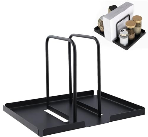 Wisebom Porte-serviettes en métal pour table, porte-serviettes noir avec support salière et poivrière, étagère de rangement multifonctionnelle verticale pour cuisine, restaurant, fête