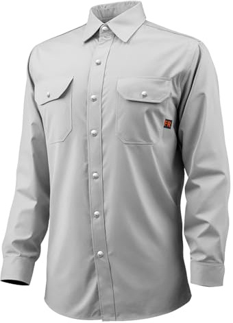VEVOR Veste de soudage, taille L, manteau de protection pour soudeur en coton ignifuge 198 g, résistante à la chaleur, lavable en machine, avec boutons-pression en métal et poignets réglables, gris