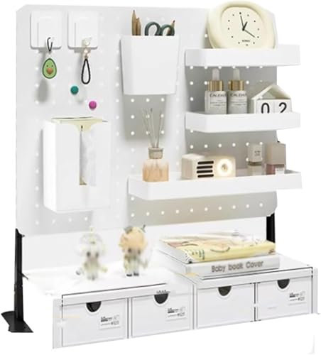 Panneau perforé de commande murale, étagère de bureau, organisateur de bureau réglable avec présentoir en panneau perforé en métal, panneau d'organisation d'outils de panneau perforé en métal(Vertical