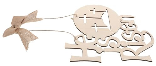 SOLUSTRE Easter Door Hanging Sign Mit Charmantem Schleifenakzent Rustikaler Türschmuck Für Frühlingsdekoration Für Eingangsbereich Und Wände Beige Holzdeko
