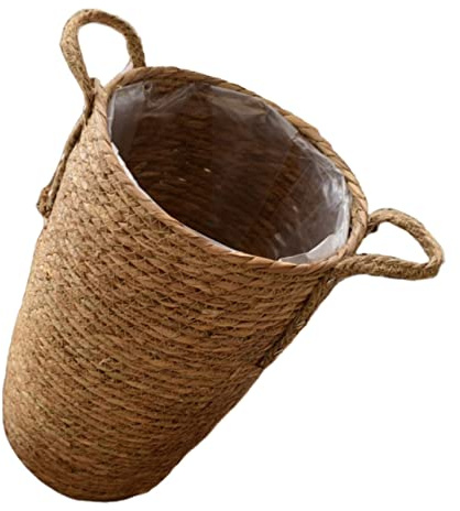 ibasenice Cesta Tejida De Natural para Plantas Grande Multifuncional para Decoración De Hogar Almacenamiento y Organización Macetero Decorativo Artesanal para Flores y Suculentas