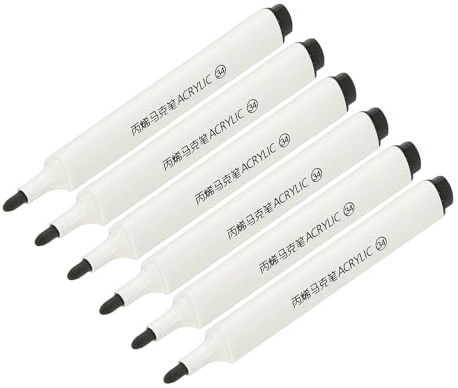 PATIKIL Acrylic Paint Marker Pens, 6Pcs Bold Tip Paint Pen Waterproof Water Based for Rock Painting Wood DIY Craft Glass Ceramic Canvas, Black