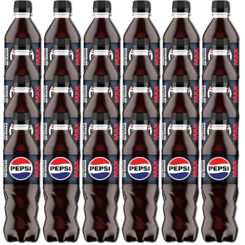 Pepsii MAX SUGAR FREE Cola Flavoured Fizzy Soft Drink Maximum Taste and Low in Calories with Sweetners 500ml Bottle Suitable for Vegan Recyclable (Pack of 24)