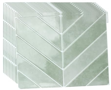 Beswitory Tile Sticker, Light Green Peel and Stick on Self Adhesive Wall Tiles, Sage Light Green 3D Herringbone Self Adhesive Stick on Tiles Transfer Sticker for Kitchen Bathroom, 10Pcsx29cmx23cm
