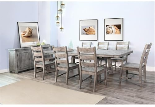 Pemberly Row Wood Alpine Extension Dining Table, 30''Hx106''Wx40''D, Mahogany Solids with Metal Turnbuckle, Rectangular Tabletop with 15'' Leaves, Industrial Design for Kitchen or Dining Room