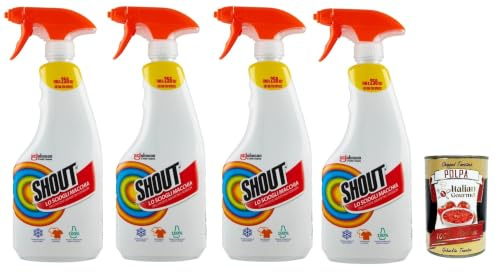 Italian Gourmet Spray smacchiatore bucato Wäsche Fleckenspray 4 x 500ml | Vorbehandlungsspray für weiße & farbige Textilien, wirksam auch in kaltem Wasser laut Verpackung, 4x500ml + Polpa