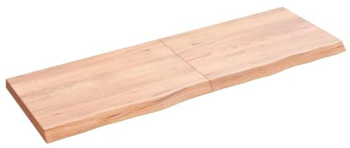 Qnhdfrt Piano in rovere massello 120 x 40 x (2-4) cm, bordo naturale trattato con smalto, pieghevole e versatile come piano di lavoro, cucina o tavolo da esterno
