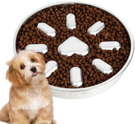 Langsamfressnapf Für Hunde | Slow Feeder Für Kleine Hunde - Edelstahl rutschfest Für Große Und Mittelgroße Welpen Zur Fütterungsanreicherung Gegen Blähungen Und Langeweile Für Gesunde