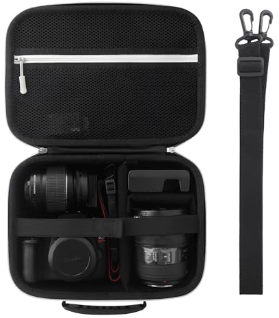 Linpr Sac pour Appareils Photo DSLR/SLR et Accessoires, Noir, M | Sacs de Voyage Portable Pouvant Être Porté en Bandoulière pour Canon/Nikon/Sony, Étui Rigide et Étanche avec Compartiments