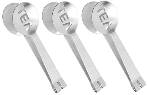 ARTSEWPLY 3 piezas Pinzas Exprimidoras de Té de Acero Inoxidable con Diseño de Letras para Bolsas de Té Cubitos de Hielo y Aperitivos Utensilios Resistentes y Versátiles para Cocina y