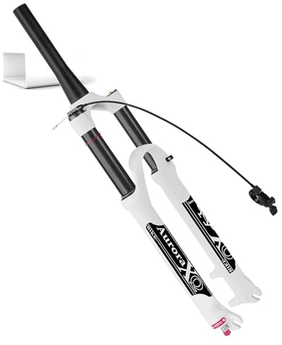 LYYCX AuroraXQ MTB Luft Federgabel 140mm Federweg 26/27,5/29Zoll, Rebound Einstellung, Absperrung, 1-1/8 Gerade/Konische Gabelbrücke XC AM(Tapered Remote Lockout,26 Zoll)