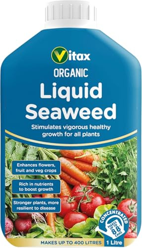 Organic Liquid Seaweed Fertiliser Concentrated Fertiliser for Flowers, Shrubs, Vegetables & Trees Bigger Crops Healthier Plants Boosts Growth (1L)