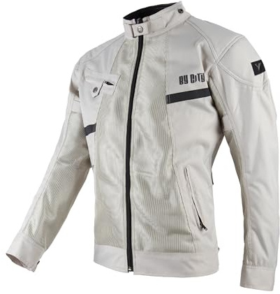 BY CITY - Chaqueta Summer Route Hombre - Protección Flexishock Nivel 2 - Material Reflectante - Ajustable en Cintura y Brazos - Talla M - Gris