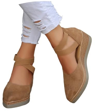Elegantes zapatos de terciopelo con tiras para bodas, bailes y festivos. Estilo clásico cerrado con punta en forma de almendra, tacón medio, cómodos, marrón, 36 EU
