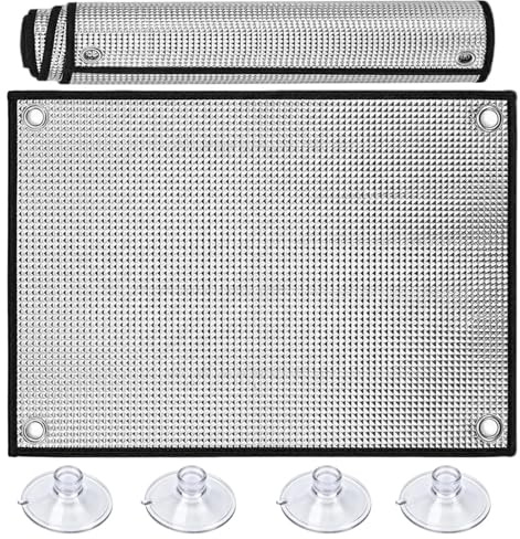 Pellicola per Vetri Finestre Oscurante Isolamento Pellicola, Termico Parasole Riflettente Anti UV di Alluminio con Ventose Protezione Privacy per Camera, da Letto e Cucina(nero,65x120(cm))