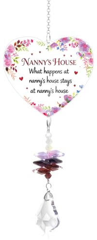 Birthday Gifts for Nanny, Heart Crystal Suncatcher, Best Nanny Gifts From Grandchildren, Nanny, Personalised Gift for Family Nanna Grandma, Ideal Mothers Day Presents