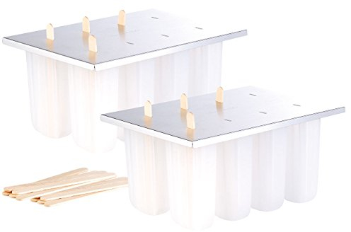 Rosenstein & Söhne Glaceformen: Eis-am-Stiel-Bereiter mit 8 Eisformen und 24 Holzstielen, 2er-Set (Stiel-Eis-Maker, Icemaker für die Kühltruhen, Schokolade)