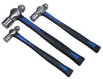 US PRO 1665 3pc Ball Pein Hammers Set 8 16 32oz TPR Handle, Blue