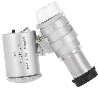 Schmuck Lupe,60X Mini Mikroskop Lupe Mit Led UV Ligh Lampe FüR Diamanten,Edelsteine,MüNzen,Währungserkennung,GravurenVergrößerungsglas mit Licht,Uhrmacherlupe,Taschenmikroskop
