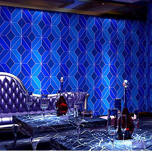 qunxun Glitzer Tapete Für Wände Rolle 3D Stereoscopic Geometry Pattern Ktv Bar Hintergrund Wanddekor PVC Wasserdicht Tapeten Blau10m*0.53m