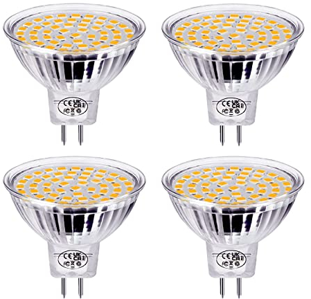 GVOREE Mr16 GU5.3 12V LED Strahler Warmweiss, 5W Ersetzt 40W Halogen Lampen,Kein Stroboskopeffekt Warmweiß,Nicht Dimmbar,120º Abstrahlwinkel 4er-Pack